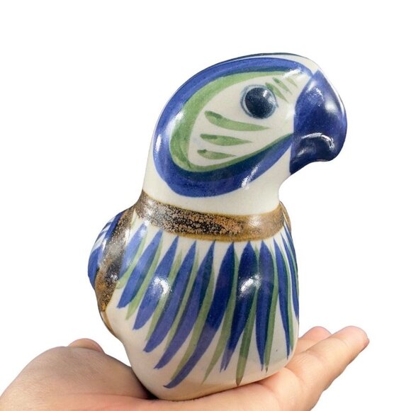 Hand Made Mexican Pottery Large Bird Figurine Artist Signed Folk Art Tonala VTG - Picture 6 of 15